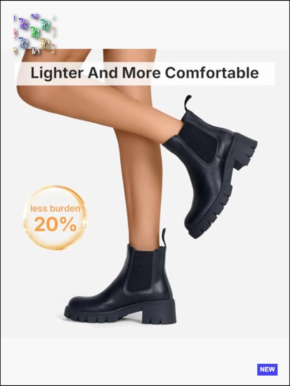 Chelsea Ankle Boots Platform Lug Sole Elastic Slip On Bootie - Picture 3 of 7